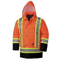 6 In One Parka Hi Vis Orange with Stripes