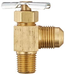 360255 Fitting  Brass Needle Valve  Mjic-Mnpt 90 Degree