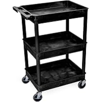 H-6173BL 3-Shelf Utility Cart with Lipped Shelves