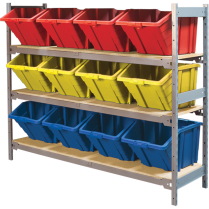 RL988 WIDE SPAN SHELVING WITH JUMBO PLASTIC BINS
