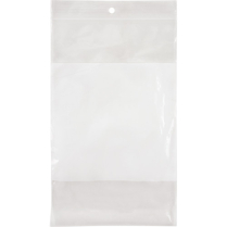 PF933 POLY BAGS W/WHITE BLOCK, 5" X 8" 2MIL, 100/PK