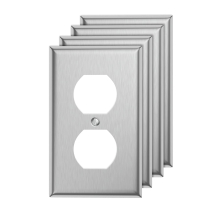 052-6739-4 Duplex Receptacle Metal Wallplate, 1 Gang, Stainl