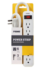 POWER STRIP 6 OUTLET WHITE