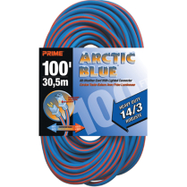 LT630825 PRIME ARCTIC BLUE EXT CORD 12/3 TRIPLE TAP 25'BL/OR