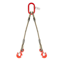 SUND3014006-00 WIRE ROPE SLING 2 LEG/HOOK 1/4" X 6'