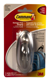 061-0334-0 3M Command Large Decorative Utility Hook Nickel