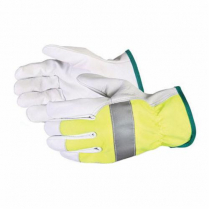 378GAHVB DRIVER GLOVE, HI VIS YELLOW BACK W/SILVER STRIPE,XL