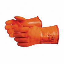 NS300B WINTER PVC GLOVE,ORANGE,FOAM LINED,W/SAFETY CUFF
