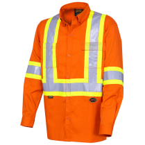 4441 PIONEER HI VIS LONG SLEEVE SAFETY SHIRT ORANGE SMALL