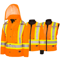 5020BBW PIONEER WOMENS 7IN1 HI VIS JACKET ORANGE 3X