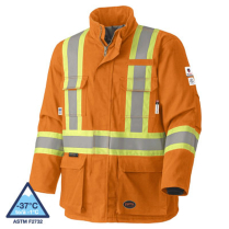 5533 QUILTED FR SAFETY PARKA,ORANGE - STARTECH FR TAPE, 2XL