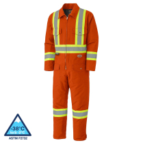 5540A LINED COVERALL, ORANGE W/TAPE, M