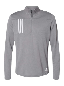 A482 ADIDAS 3 STRIPE QUARTER ZIP PULLOVER GREY SMALL