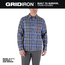 M551U MENS GRID MILWAUKEE LONG SLEEVE SHIRT BLUE 2X