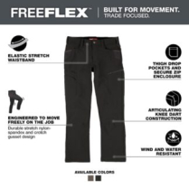 M651 MILWAUKEE FREEFLEX TECH PANTS BLACK 40X30