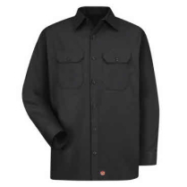 ST52BK, MNS LS WRKSHRT, BLACK, XL, EMB