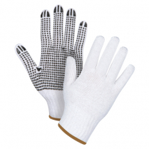 SAN491 SCN WHITE POLY/COTTON DOTTED GLOVES LARGE