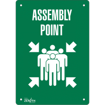 SGP176, ZENITH, Assembly Point" Sign, 10" x 7", Aluminum
