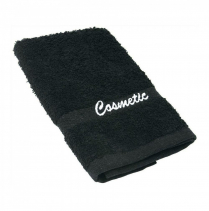 Black Cosmetic Towel W/ White Embroidery