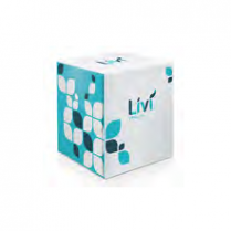 Livi Facial Tissue White 2-Ply 8.37x8.07 Cube Box of 90, 36/cs