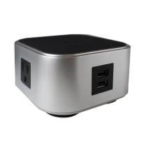 Quad Power Station; Wireless Charging, USB-A, 120V Silver 10/CS