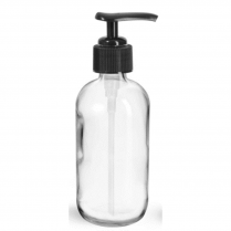 Bottle Boston Round Clear Glass 8 Oz W/ Black Pump