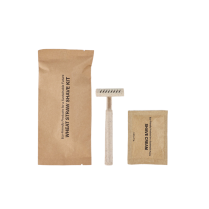 Tess Wheat Straw Shave Kit Triple Blade Razor w/Shave Cream