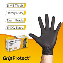 GripProtect 6 Mil Black Nitrile Powder-Free Exam Gloves