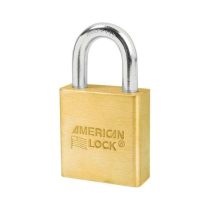 American Lock Brass Padlock, 1-1/8 Shckle, 0-Bit, Key Ret'g