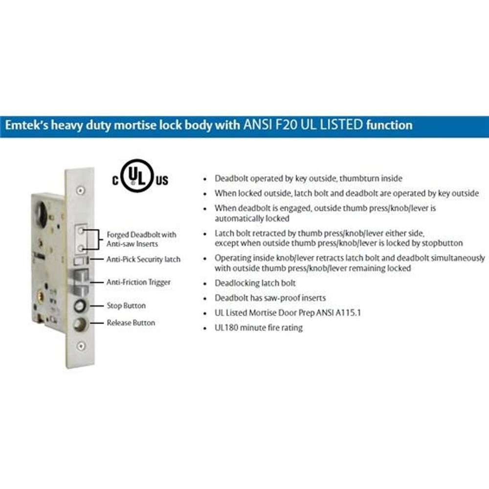 Emtek 33083008 Craftsman Mortise Handleset