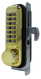 LockeyUSA 2950BB Keyless Narrow Stile Hook Bolt Lock Bright Brass