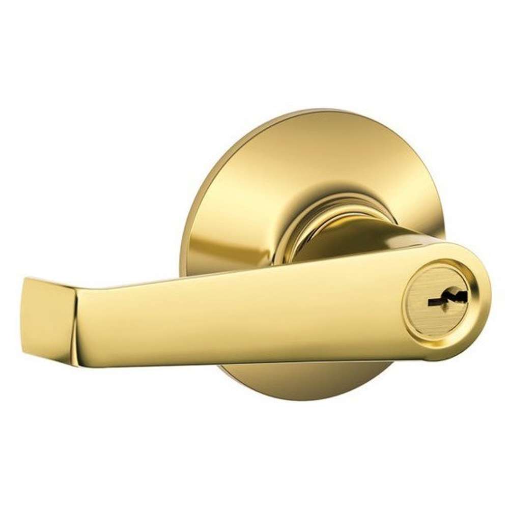 Schlage F51A-ELA-605 Entry Lock, Elan Lever, Bright Brass