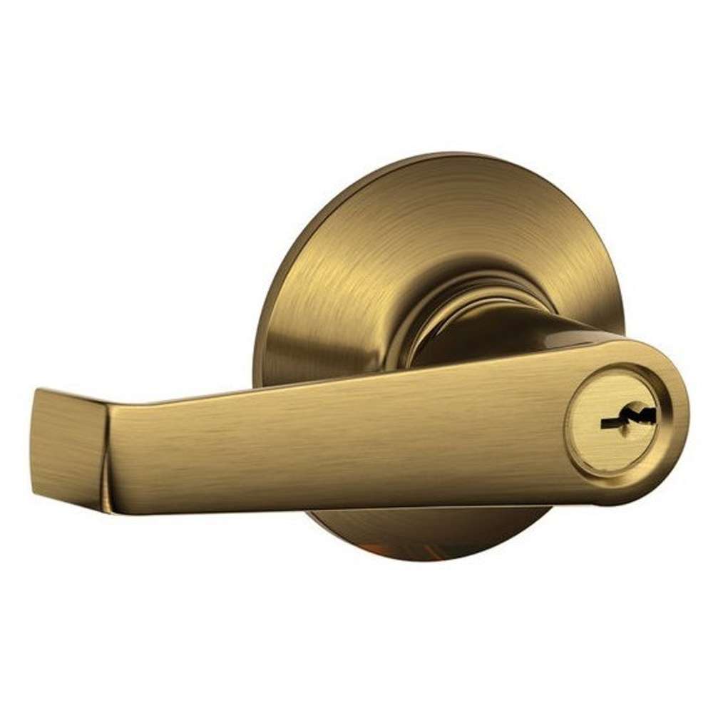 Schlage F51A-ELA-609 Entry Lock, Elan Lever, Antique Brass