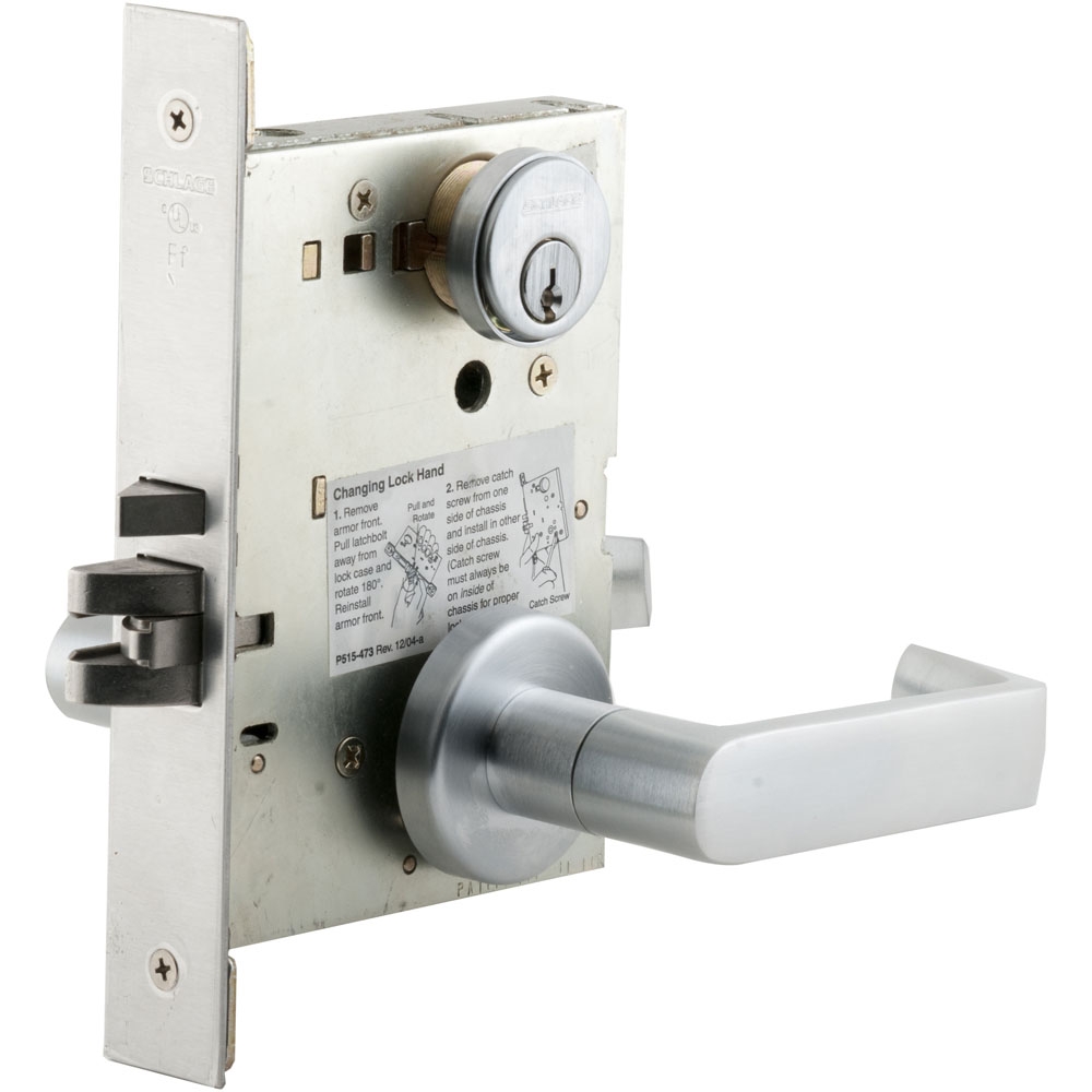 Schlage L9080T 06A 626 Storeroom Mortise Lock, 06 Straight Return Leve