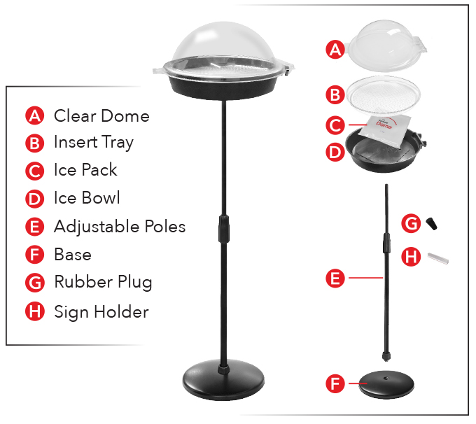 Sample Dome floorstand parts and accessories diagram