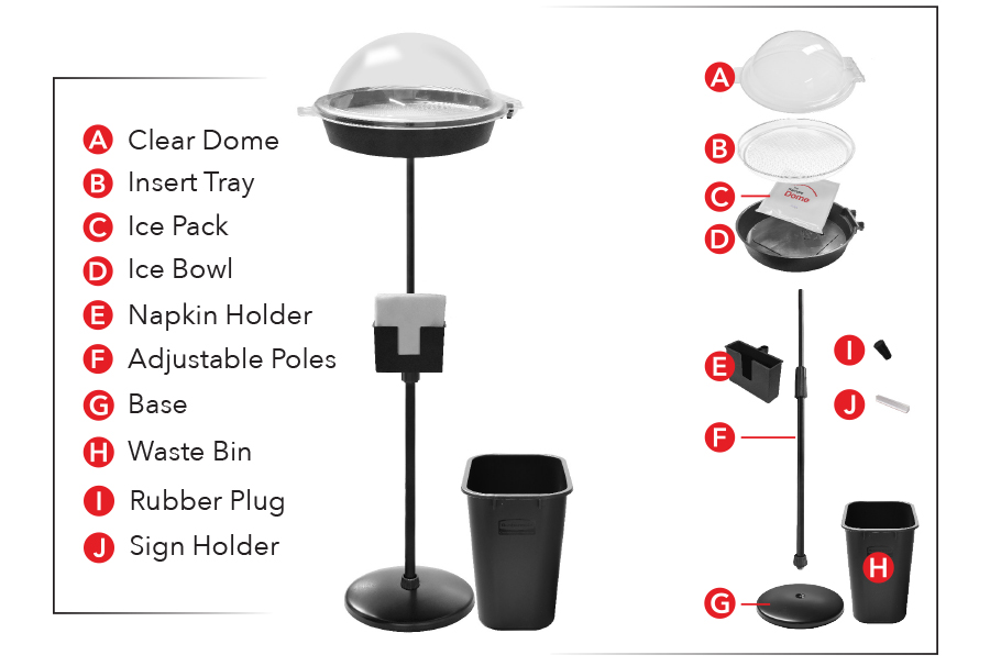 Sample Dome floorstand deluxe parts and accessories diagram