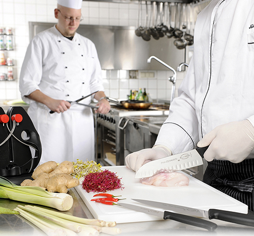 Professional chefs working in a busy kitchen environment