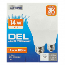 DEL A19 14W 3000K /PK2