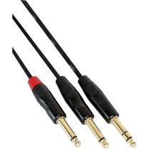 DIGIFLEX TRS TO 2x TS CABLE &mdash; BLACK/GOLD CONNECTORS &mdash; MULTIPLE LENGTHS