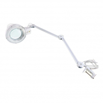 LAMPE NEON ROND-LOUPE BLANCHE SUR BRAS