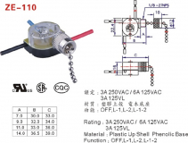 PULL CHAIN 6A 125V 2 CIRCUITS L-1, L-2, L-1&2, OFF