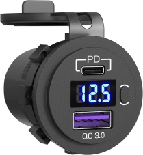 SORTIE USB QC3.0 ET C AVEC VOLTMETRE ROND