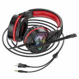 Casque Gaming HOCO W104 Stéréo Filaire Câble 2m-Rouge