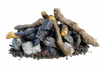 BEACHWD LOGS & STONE F/OUTDOOR CAMPFYRE