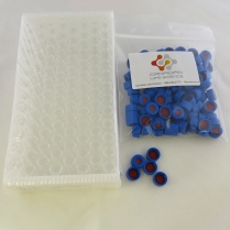 Vials/Caps Combi, Screw, 2mL, clear, 9mm, Blue, PTFE/Red Sil