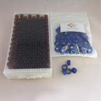 2mL Clear Screw Vial w/9mm Blue Cap, Natural PTFE/Sil, w/Sli