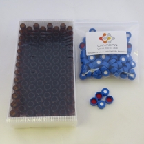 2mL Clear vial w/Spot w/9mm Blue Screw Cap, Red PTFE/Wht Sil