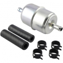 In-Line Fuel Filter with Clamps and Hoses