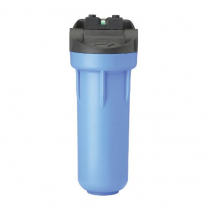 Water & Liquid Housings Single Polypropylene Blue (Head includes Bracket & Gauge Port) L-10" D-2.5" 1/2" NPT