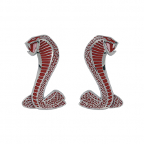 1994-04 Cobra Snake Fender Emblems - Chrome with Red